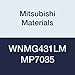 Mitsubishi Materials WNMG431LM MP7035 Carbide WN Type Negative Turning Insert with Hole, Coated, Trigon, Grade MP7035, 0.5" IC, 0.187" Thick, 0.016" Corner Radius, LM Breaker (Pack of 10)