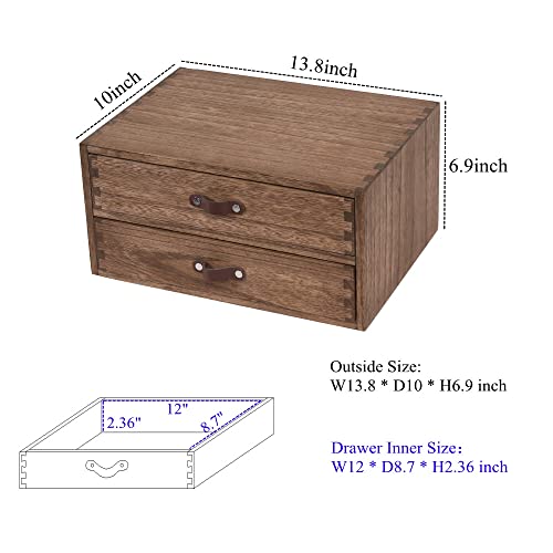 Ddyuri HD-FAX2C-DK-US Wood 2 Drawer Desktop Organizer Cabinet - Desk Storage Box For Kitchen Counter,Dresser Tabletop -Wooden File Organizer Printer Machine Stand thumb #2