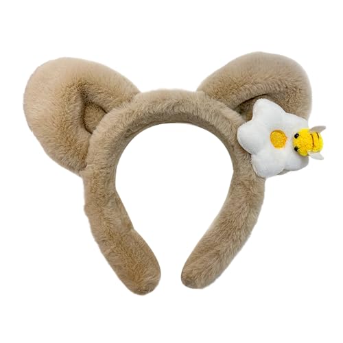 Diademas De Moda Para Mujeres | Diademas De Felpa Estilo Retro,Accesorios Antideslizantes Con Orejas de Oso Para Lavado de Cara, Estilo Diario, Yoga, Pilates, Spa y Maquillaje
