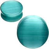 So Scene Cats Eye Glass Ear Gauges (12mm- 1/2 inch, Aqua Cats Eye)