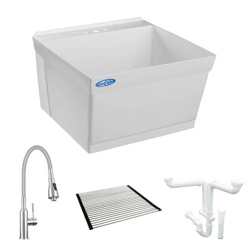 Mustee K-15W 23-in x 23-in 1-Basin White Wall Mount Laundry