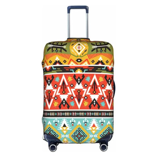 Housse de valise xl lavable motif plume boheme protection bagage extensible 45-81 cm