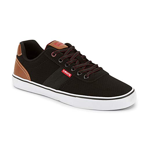 Levi's Mens Miles Perf PU NB Contrast Trim Casual Sneaker Shoe, Black/Burgundy, 10