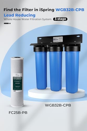 Image of iSpring FC25B-PB 4.5 inch x 20 inch Lead, Arsenic, Cadmium, Chlorine Reducing Whole House Water Filter, SGS-Tested, Fits iSpring WGB32B Series