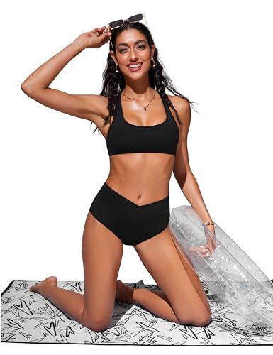 CRZ YOGA Womens Racerback Bikini Tops Scoop Neck Bathing Suit Swimsuit Padded Swim Sport Bra3