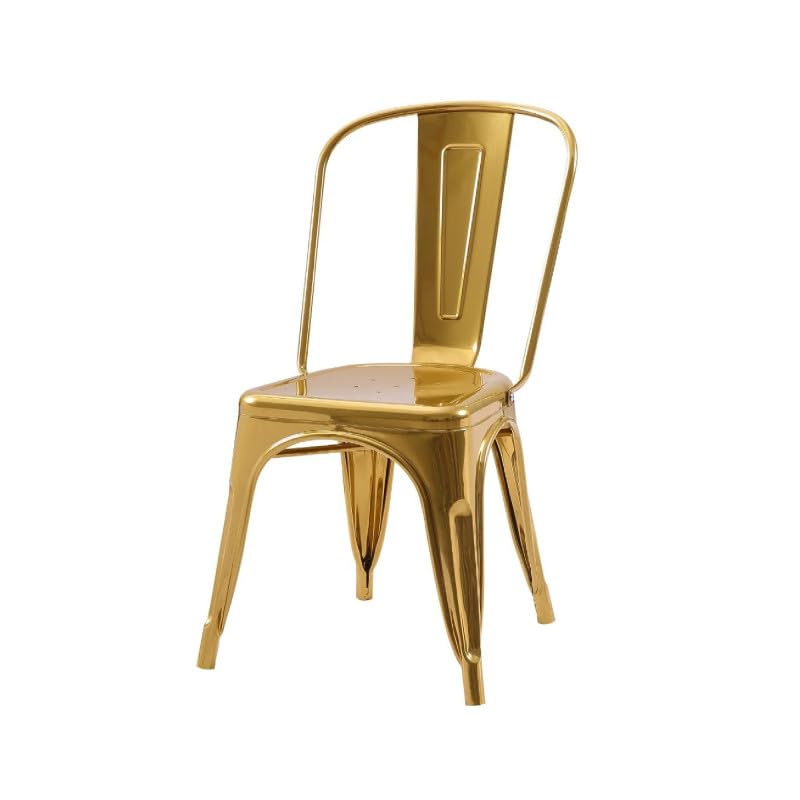 Kosmi Set di 4 sedie stile industriale in metallo color oro, finitura lucida