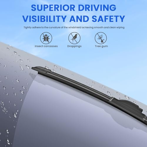 Image of ANIKLUIM 26 Inch+18Inch Windshield Wiper Blades Replacement for Toyota Camry 2012-2017 Honda Civic 2016-2021 Lexus GS350 2013-2018 Front Wipers,Original Factory Quality and Durable (Set of 2)