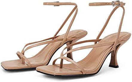 PiePieBuy Women's Lace Up Heeled Sandals Square Flip Flop High He...