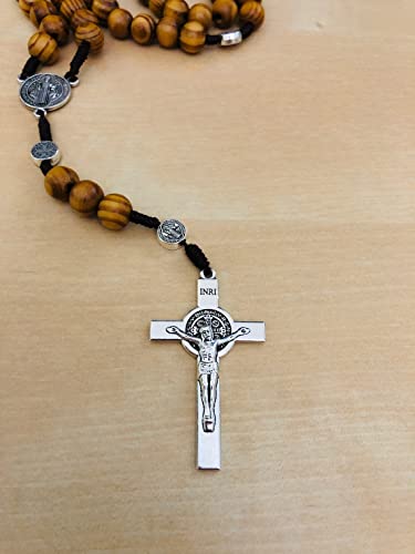 Handmade Olive Wood Catholic Rosary, Prayer Beads From Bethlehem Olive Wood Christian Prayer Beads Saint Benedict Rosary Christian Gift4