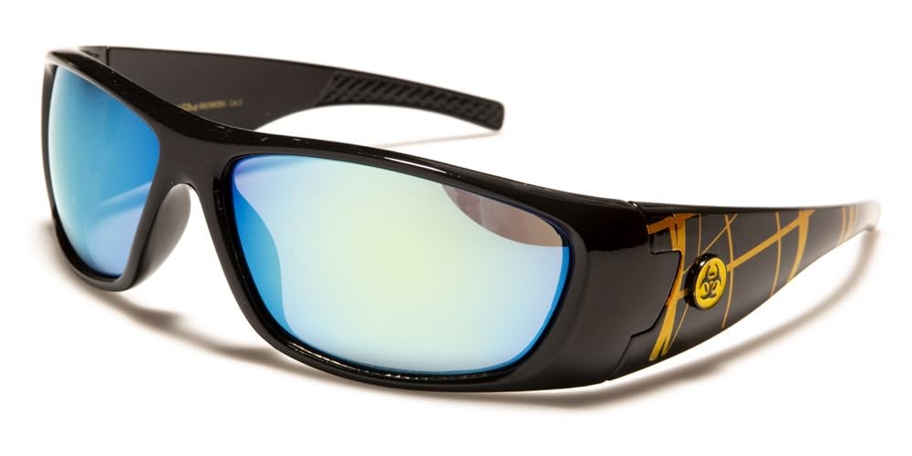 Mens or Womens Wraparound Sunglasses Wrap Around Sports Glasses (Gold)
