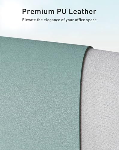 Image of Aothia Faux Leather Desk Mat - Large Mouse Pad, Non-Slip PU Leather Blotter, Waterproof Writing Surface for Office and Home (Light Blue, 42 inch x 17 inch)