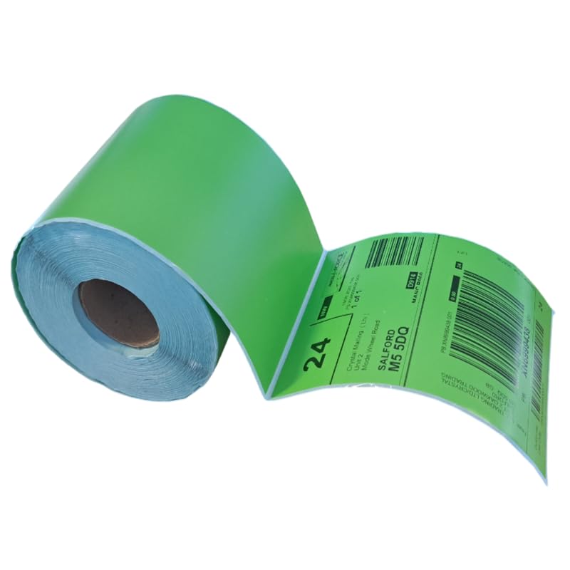 40 x Green Direct Thermal Labels Rolls (4 x 6) (100 x 150mm) Address Label Ebay Amazon Shopify Shipping Zebra and More Printers Sticky Self-Adhesive (350 Labels on a roll)