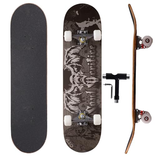 Professional Double Kick Skateboard, 31 inch Maple Deck, ABEC-9 Bearings, 95A PU Wheels, Custom...