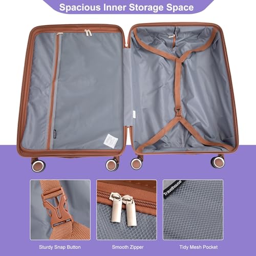 Durable 5-Piece Purple Hardshell Luggage Set with Lock and 360° Wheels for Effortless Travel3