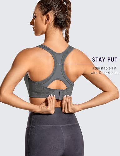 Image of SYROKAN Women's Sports Bra Front Adjustable Padded | High Impact, Racerback, Wireless, Plus Size, Full Coverage, Running Bra