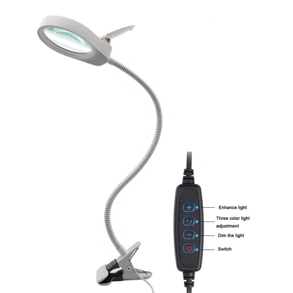 Kit accessori per microscopio 3x/10x 3 colori LED illuminante lente d'ingrandimento tubo metallico vetro scrivania lampada da lettura da tavolo luce con morsetto saldatore riparazione Vetrini per micr