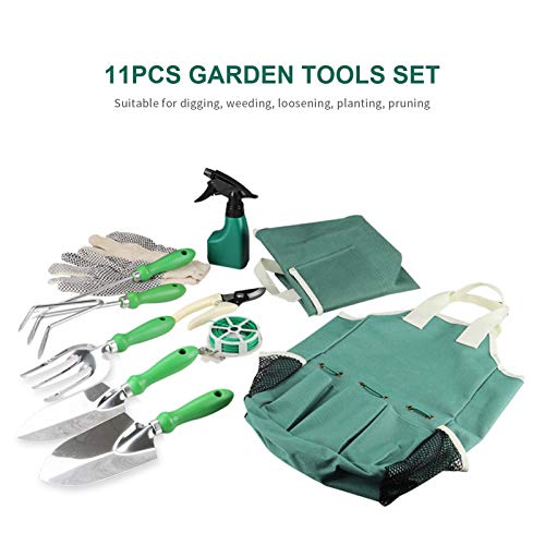 lifcasual Conjunto de ferramentas de jardim de 11 peças com sacola de jardinagem Kit de ferramentas