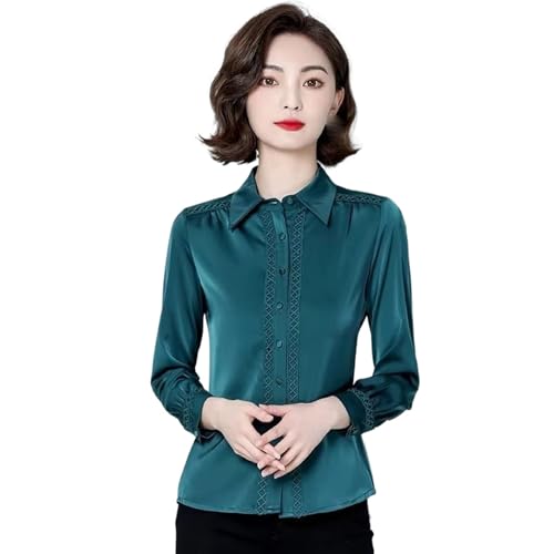 Chemise manches longues en dentelle jacquard et satin fin style vintage