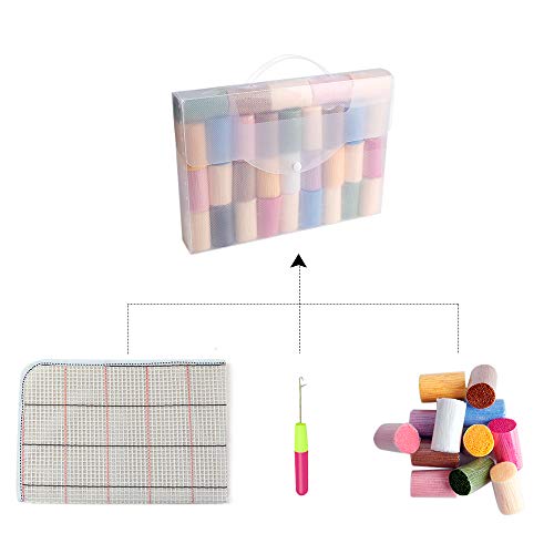 Image of clubevy Latch Hook Kits DIY Cushion Cross Stitch Kits Embroidery for Adults Beginner DIY Needlework Rectangle Floor Desk Mat Home Decoration (Wood)