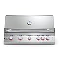 Hygrill Premium 40-Inch Built In Grill, Stainless Steel 5-Burner Grill Head for Outdoor Kitchen with Rear Infrared Burner and LED Lights, Natural Gas