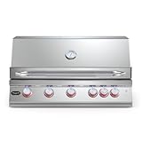 Hygrill Premium XTR 40-Inch Built In Grill, Stainless Steel 5-Burner Grill Head for Outdoor Kitchen with Rear Infrared Burner and LED Lights, Natural Gas