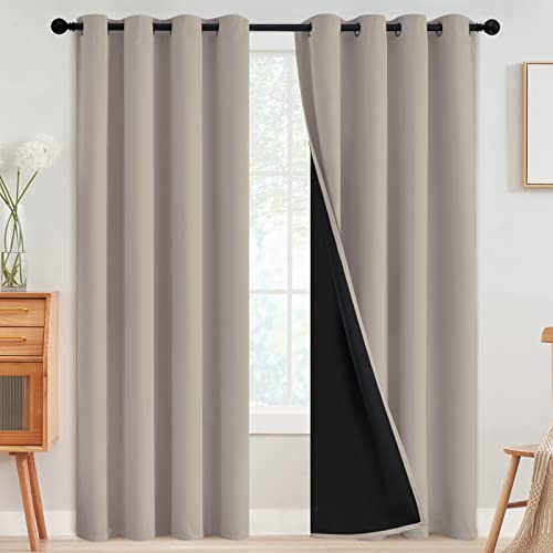 Image of SimpleHome Natural 100% Blackout Curtains Room Darkening Living Room 96L