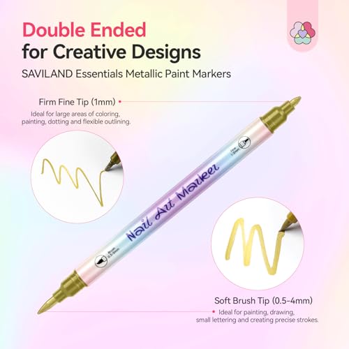 Image of 12 Colors Nail Polish Pens Set: 0.5MM Quick Dry 3D Nail Art Pens for Painting Nails Dual Tip Acrylic Paint Markers Dotting Drawing Painting Liner Brush Tools Home DIY Salon Manicure (Set 1)