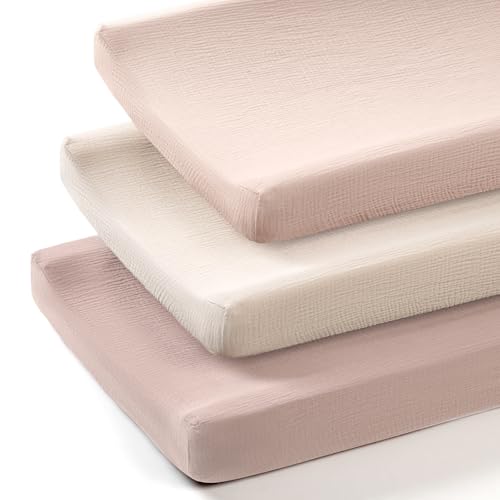 Image of lulumoon Muslin Changing Pad Cover: Baby Diaper Changing Table Pad Cover - Changing Pad Sheets for Girls Boys