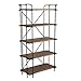Great Deal Furniture Cobek 5-Shelf Industrial Design Solid Wood Bookcase