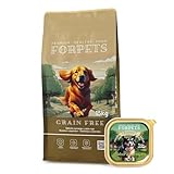 FORPETS Pienso Grain Free Perros Adultos 15KG + 9 Latas Húmedas 300g Cordero y Ternera | Pack Completo Natural | Receta con 87% Carne en Trozos | Sin Cereales (15 KG + Cordero y Ternera)