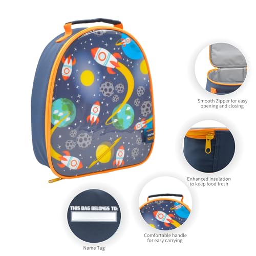 Kichna 94283 Insulated Kid's Portable Bag with Handle and Zip for School Lunch, Snacks and Picnics space, Polyester, 1.5 liters - Image 3