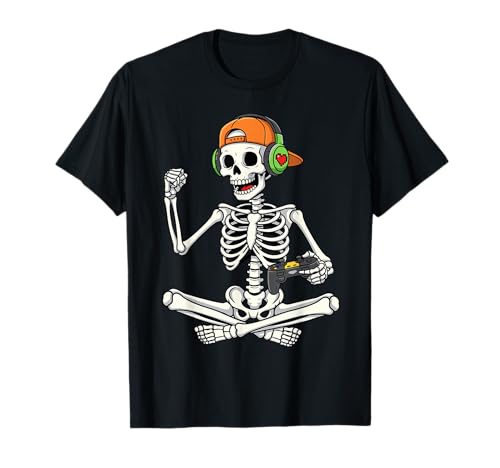 Winning Skeleton Gamer Funny Halloween Video Game Score Boys T-Shirt