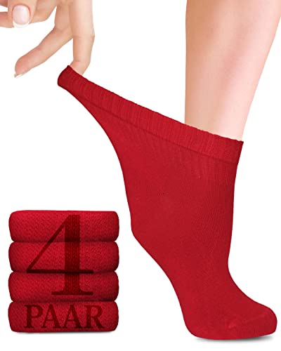 Diabetiker Bambus-Socken mit Lycra für Damen: Knöchelhoch; für Business und Freizeit; für Schwangere und Senioren geeignet; 4 Paar
