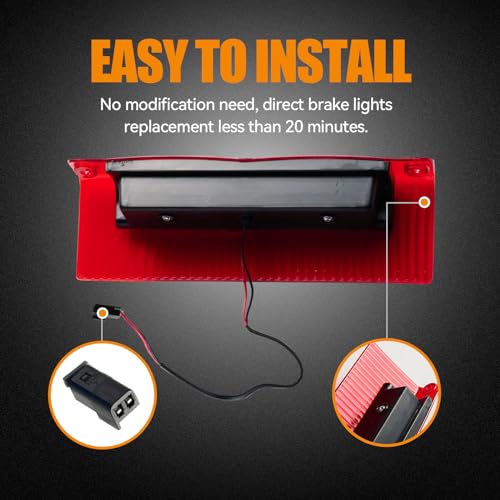 Image of Third 3rd Brake Light LED for 2003-2017 Chevy Express, High Mount Rear Brake Lights Assembly for 03-17 GMC Savana, Waterproof Center Cab Lamp Stop Light, Red Lens