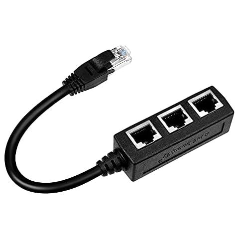 SOLUSTRE SOLUSTRE RJ45 Network Splitter Adapter, 1 Male to 3 Female Socket Port LAN Ethernet Network Splitter Adapter Cable Suitable Super 5 Ethernet, Category 6 Ethernet ( Random Interface ) Cover