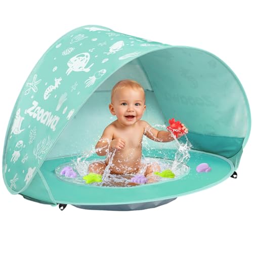 Zooawa Baby Beach Tent, Pop Up Beach Tent Sun Shade, Portable Shade Pool UV Protection Sun Shelter...
