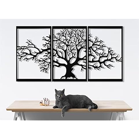 Tree of Life Metal Tree Wall Decoration Metal Family Tree Wall Decoration 3D Metal Sculpture Wall Decoration for Home Office Bedroom Living Room Outdoor Decoration Large 3 Pieces Cover
