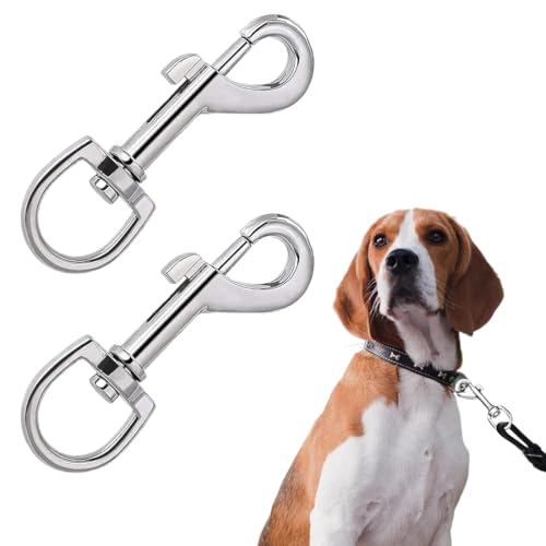 CATOR 2 Stück Karabiner für Hundeleine, Wirbelkarabiner aus Edelstahl mit D-Form und Silberfarbe, Twist Lock für Hunde-Leine, Schlüsselbunde und Haustierzubehör