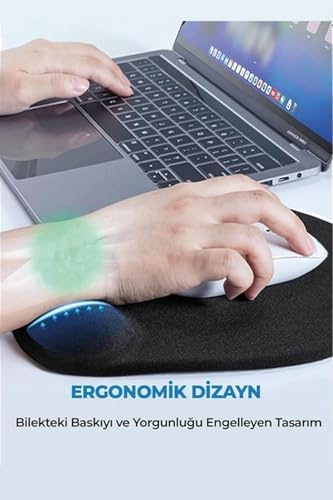 KARMAT Damla, E Harfine Özel Mousepad, Bilek Destekli Konforlu MOUSEPAD, BİLGİSAYAR FARESİ PEDİ AKSESUARI Pembe- - Görsel 3