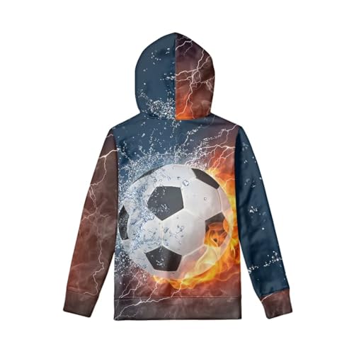 Boys Fire Water Fleece Hoodies Plush Pullover Soccer Hoodie Casual Hooded Sweatshirts with Pocket for Age 6-16 Kids4