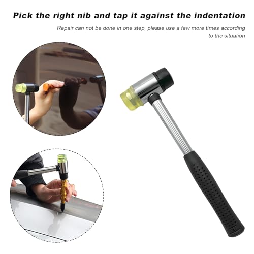 Image of Yourkar 10 PCS Dent Repair Tool Kit, Paintless Dent Repair Tools for Auto Body DIY Dent Fix, Car Dent Repair Tool Kits Inclued Rubber Hammer and 9 PCS Heads Tap Down Tools