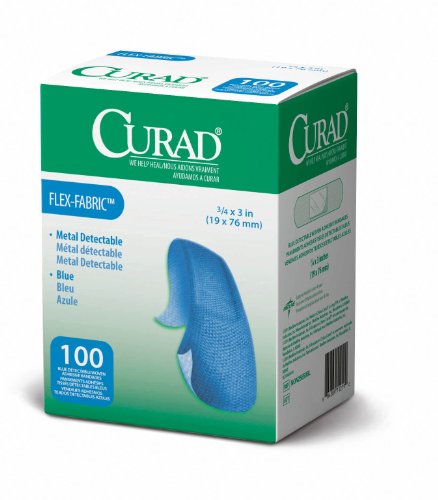 Curad-NON25650BL Woven Blue Detectable Bandage, 100 Count,3/4