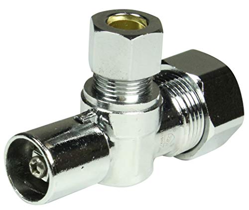 Image of Heavy Duty Loose Key 1 /2 in. NOM Comp Inlet x 3 /8 in. OD Compression Outlet Chrome Plated Brass 1 /4 Turn Single Piece Body Angle Stop Valve (2 Pack)