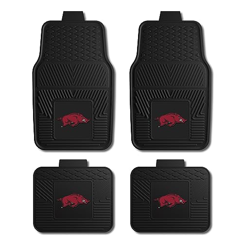 Fanmats University of Arkansas Razorbacks Set of 4 Car Mats for Cars, SUV, Pickups - All Weather Protection, Deep Reservoir Design, Universal Fit - 3D NCAA Team Logo - 29”x17”Front -14”x 17”Rear Mat