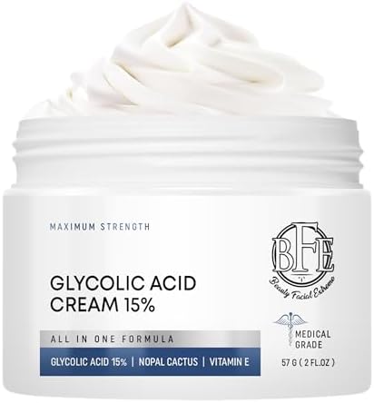 Glycolic Acid 15% Anti-Aging Wrinkle Cream Reduces the Appearance of Fine Lines, Wrinkles, Age Spots, Dark Spots & Improves Dull Looking Complexion. Includes A.H.A & Green Tea Moisturizer.