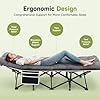 Warmiehomy Folding Camp Bed for Adults with Mattress, Double Layer 1200D+600D Foldable Camping Cot with Side Pocket, Support 616 LBS, Lightweight Portable Single Bed for Picnic, Nap, Garden (Grey)