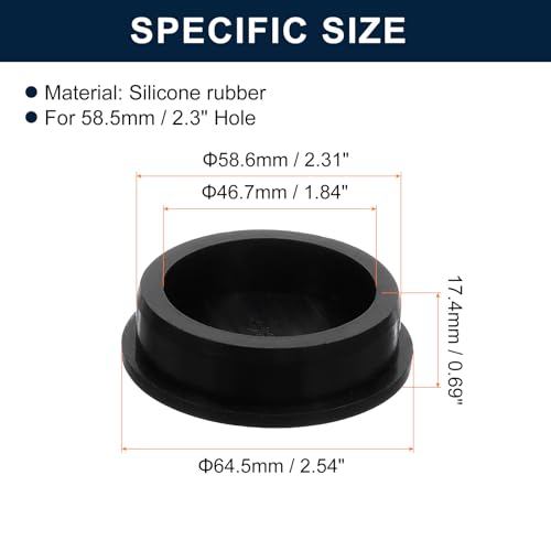 Image of uxcell 2 Pcs Black Plug Holes, Waterproof Rubber Button Plug for 58.5mm / 2.3 inch Hole