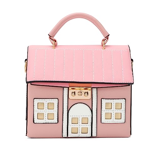Oweisong Unique Novelty Purse for Women Cute House Shape Handbag Tote Leather Fun Cellphone Crossbody Shoulder Bag - Main Image