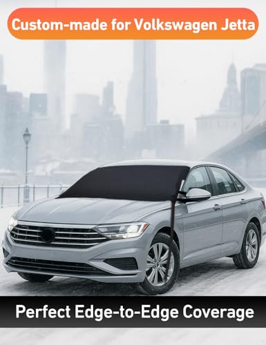 Image of EcoNour Car Snow Cover Compatible for Volkswagen Jetta | Windshield Cover for Ice and Snow with S-Hook Straps | Heavy-Duty 600D Oxford Winter Car Cover, Waterproof & Anti-Slip