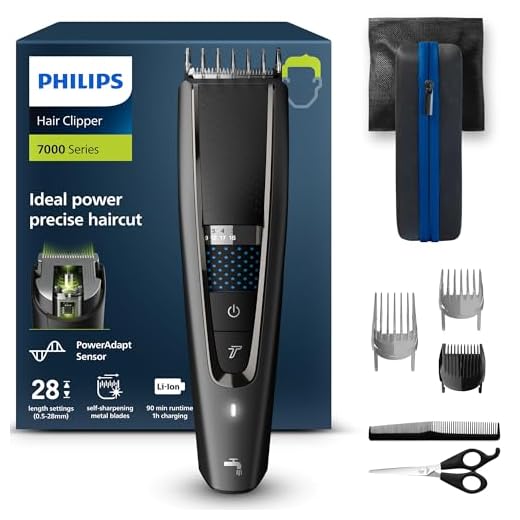 PHILIPS Hair Clipper Serie 7000 Regolacapelli Con Tecnologia Trim-N-Flow Pro, Modello Hc7650/15, Argento Nero